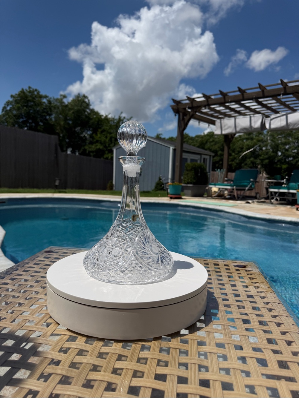 Crystal Glass Decanter - Clear Cut Glass Home Art